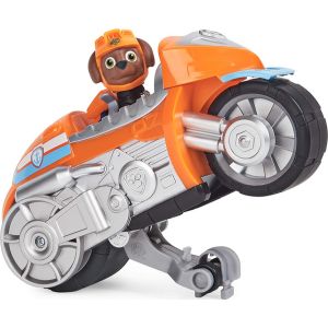 Zuma sitz auf seinem orangenen Motorrad