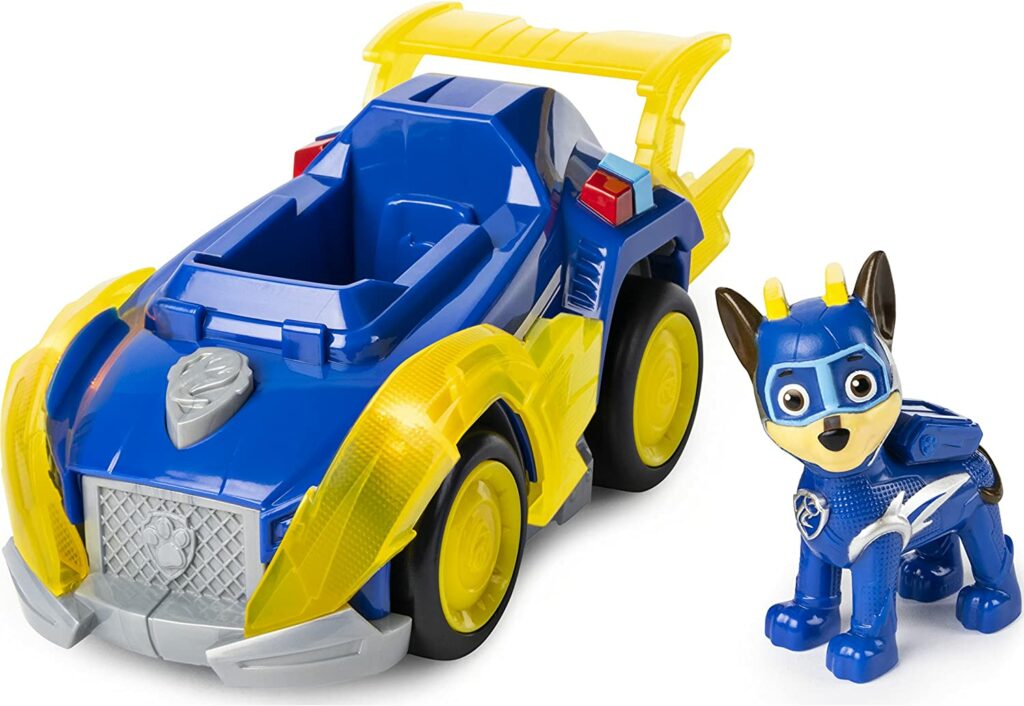 blaues Basis Themen Polizeifahrzeug mit markanten gelben Elementen der mighty pups mit chase